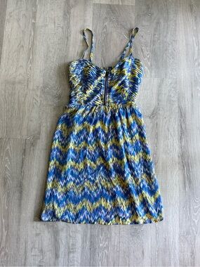 Roxy Blue & Yellow Chevron Mini Dress